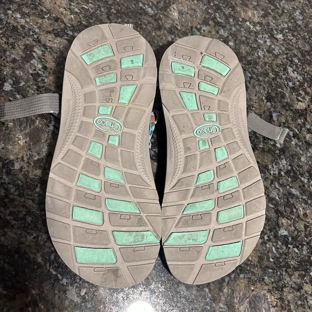 Chaco ZX1 Kid's Ecotread Outdoor Strappy Sandals Camper Colorful Turqouse Size 5